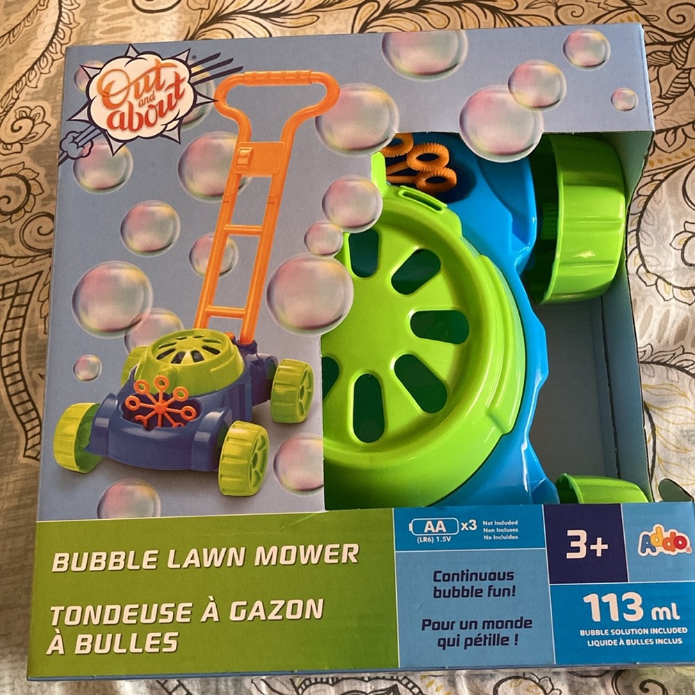 NWT - Out and About Bubble Lawn Mower - Age 3+